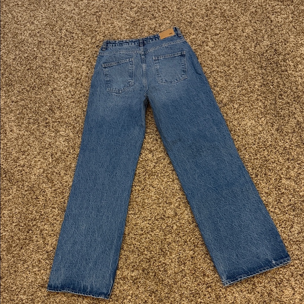 Zara Women's Wide Leg Blue Jeans - Picture 3 of 7